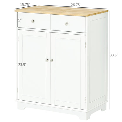 HOMCOM White Sideboard Buffet Cabinet - 2 Doors & Drawers