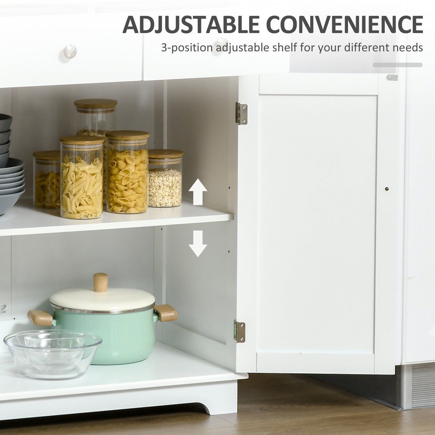 HOMCOM White Sideboard Buffet Cabinet - 2 Doors & Drawers