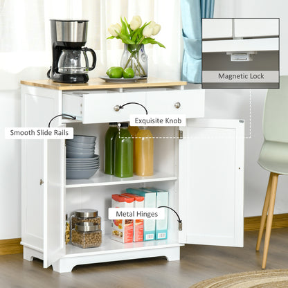 HOMCOM White Sideboard Buffet Cabinet - 2 Doors & Drawers