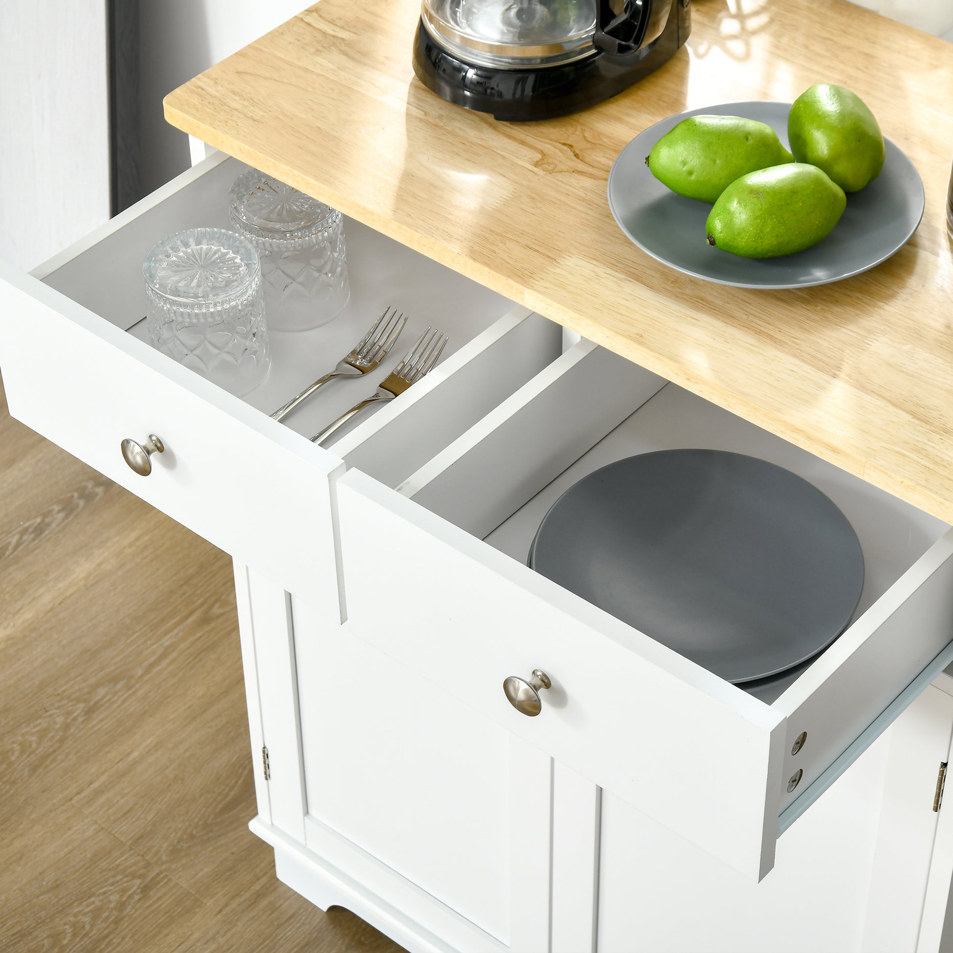 HOMCOM White Sideboard Buffet Cabinet - 2 Doors & Drawers