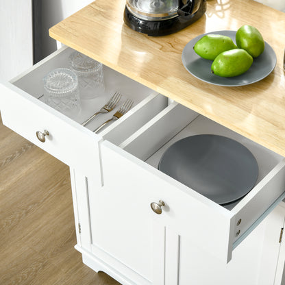 HOMCOM White Sideboard Buffet Cabinet - 2 Doors & Drawers
