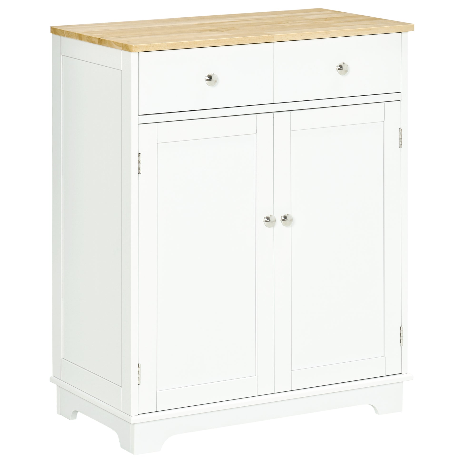 HOMCOM Sideboard Buffet Cabinet, 2-Doors Door Kitchen Cabinet, Coffee Bar Storage with 2 Drawers, Adjustable Shelf for Living Room and Hallway, White