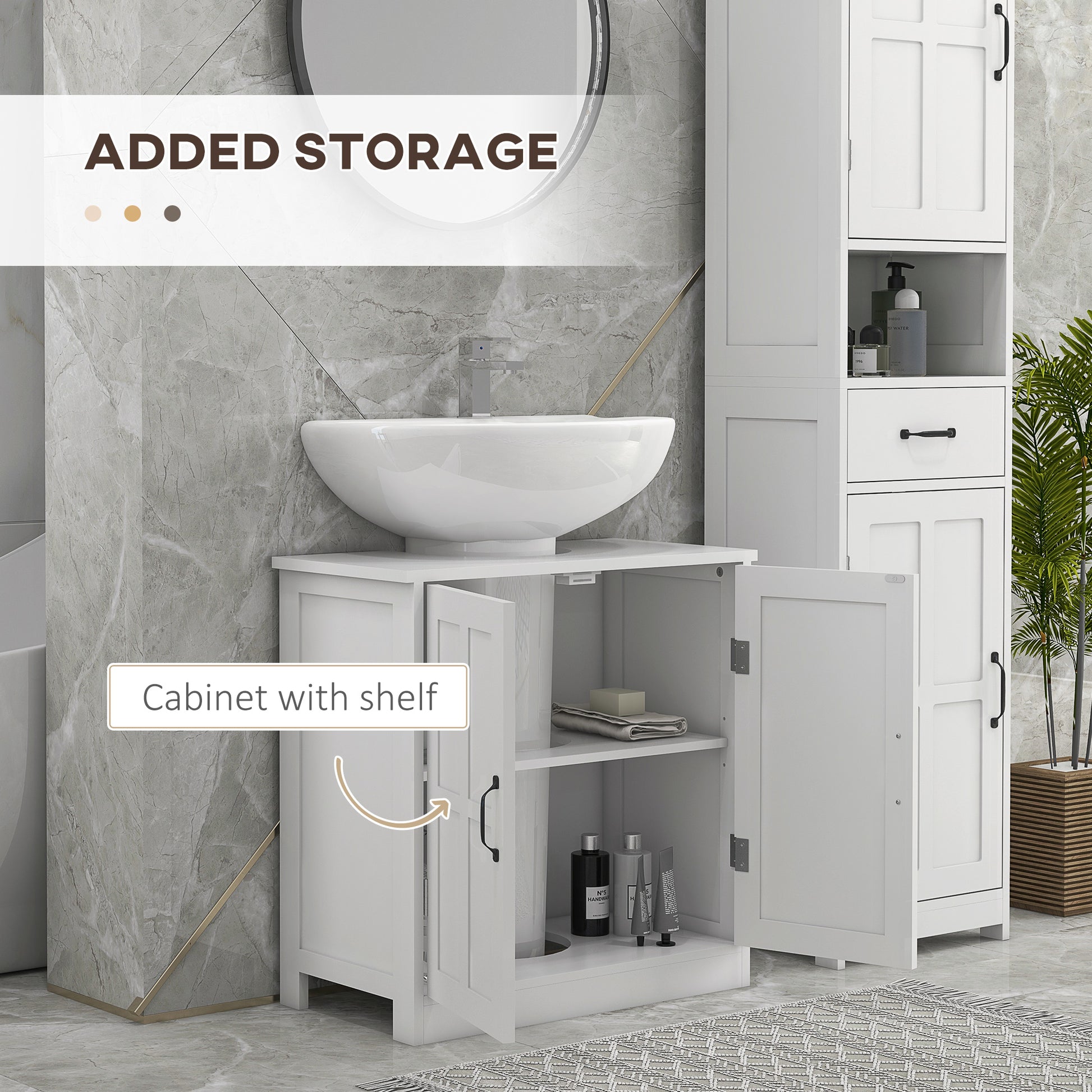 White Bathroom Vanity Cabinet - Under Sink Storage