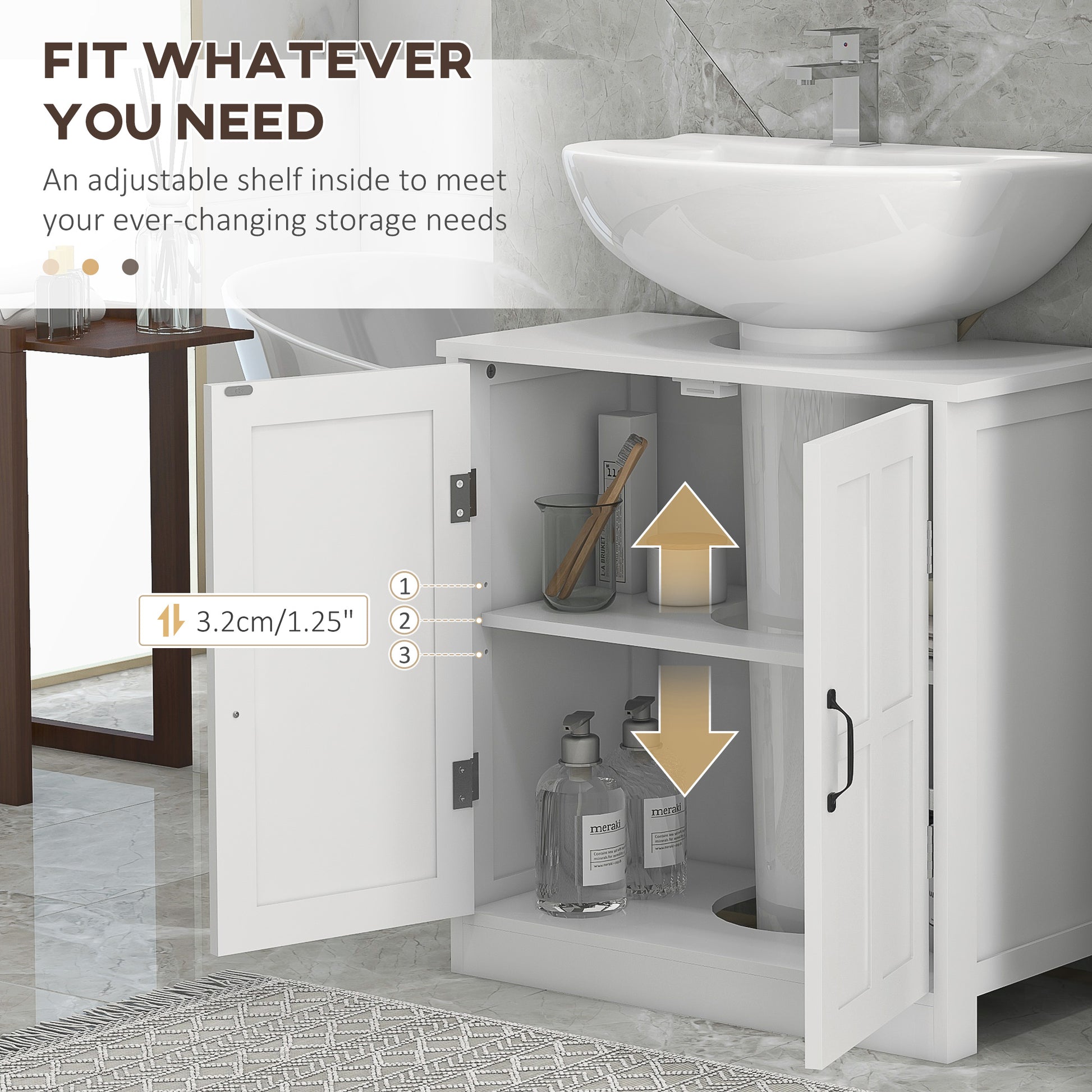 White Bathroom Vanity Cabinet - Under Sink Storage