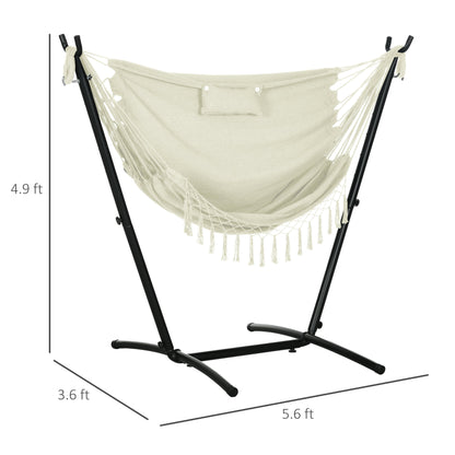 White Steel Outdoor Hammock Chair with Stand