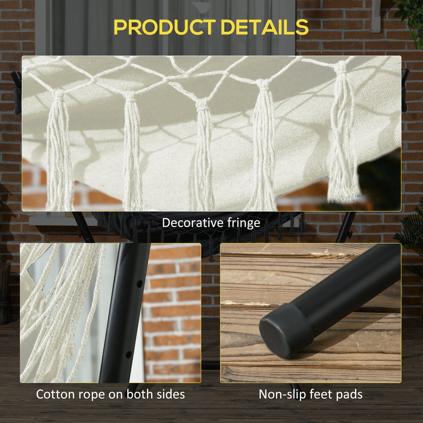 White Steel Outdoor Hammock Chair with Stand