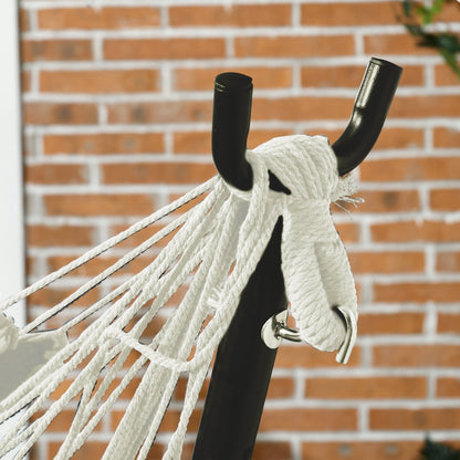 White Steel Outdoor Hammock Chair with Stand