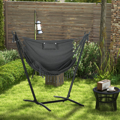 Gray Steel Outdoor Hammock Chair with Stand