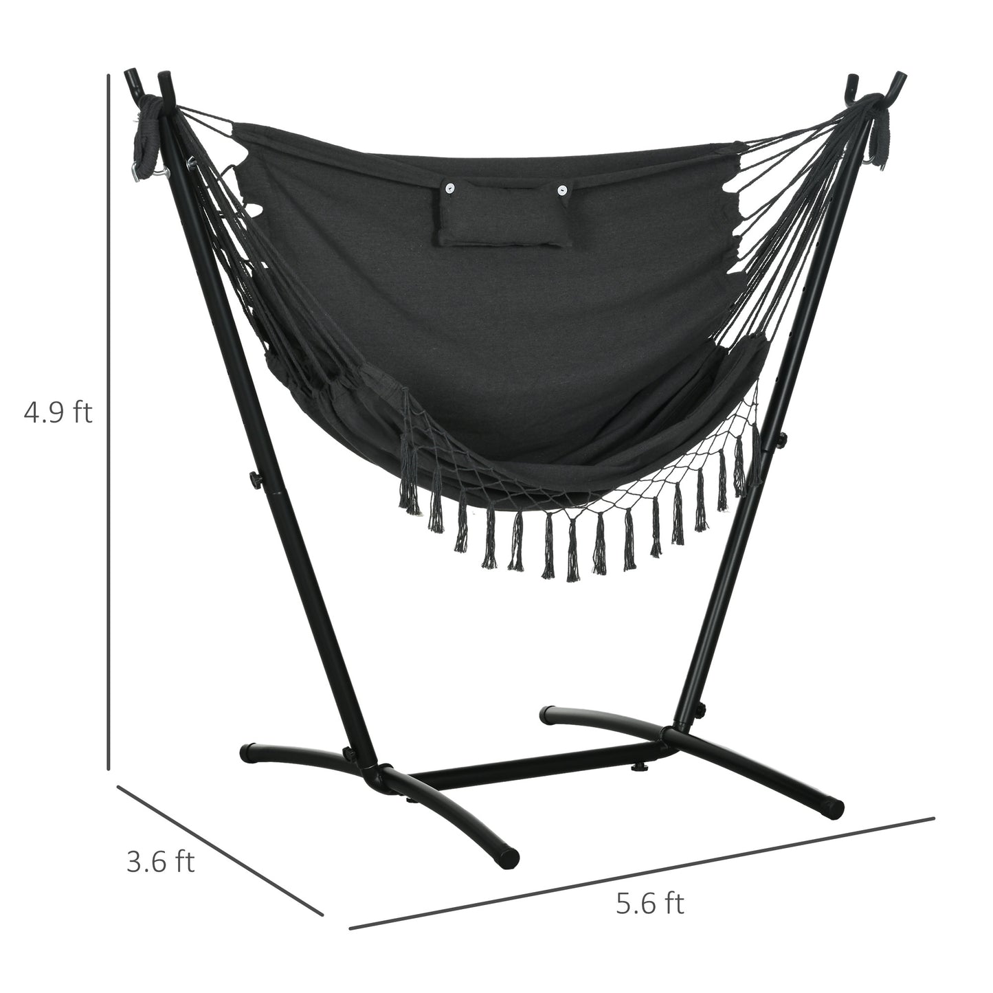 Gray Steel Outdoor Hammock Chair with Stand