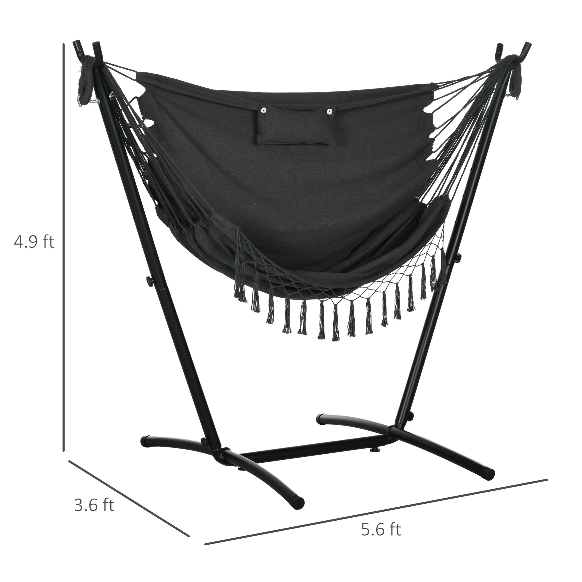 Gray Steel Outdoor Hammock Chair with Stand
