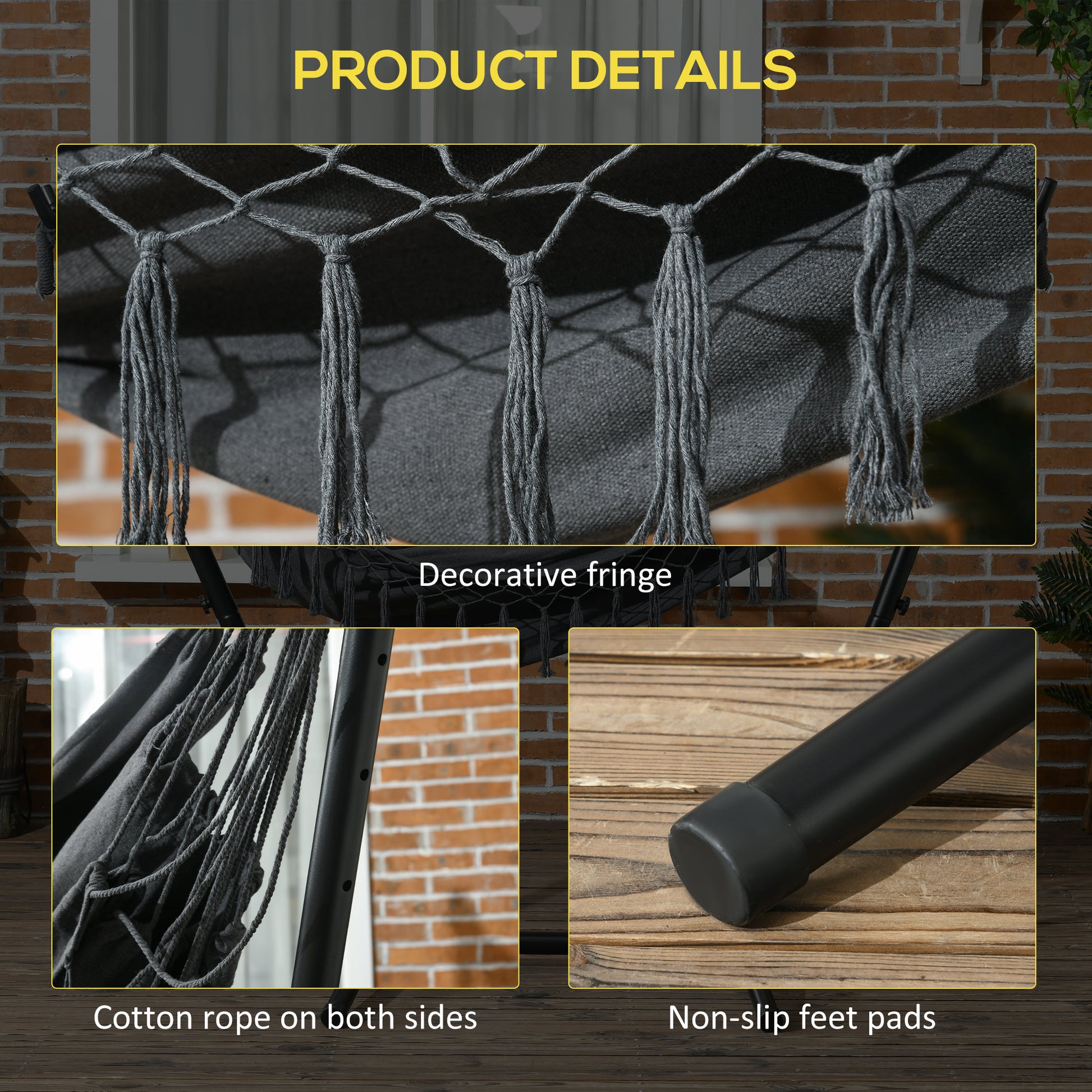 Gray Steel Outdoor Hammock Chair with Stand