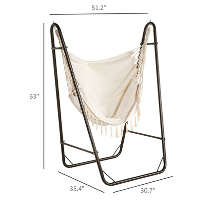White Steel Outdoor Hammock Chair with Stand - 330lb Capacity