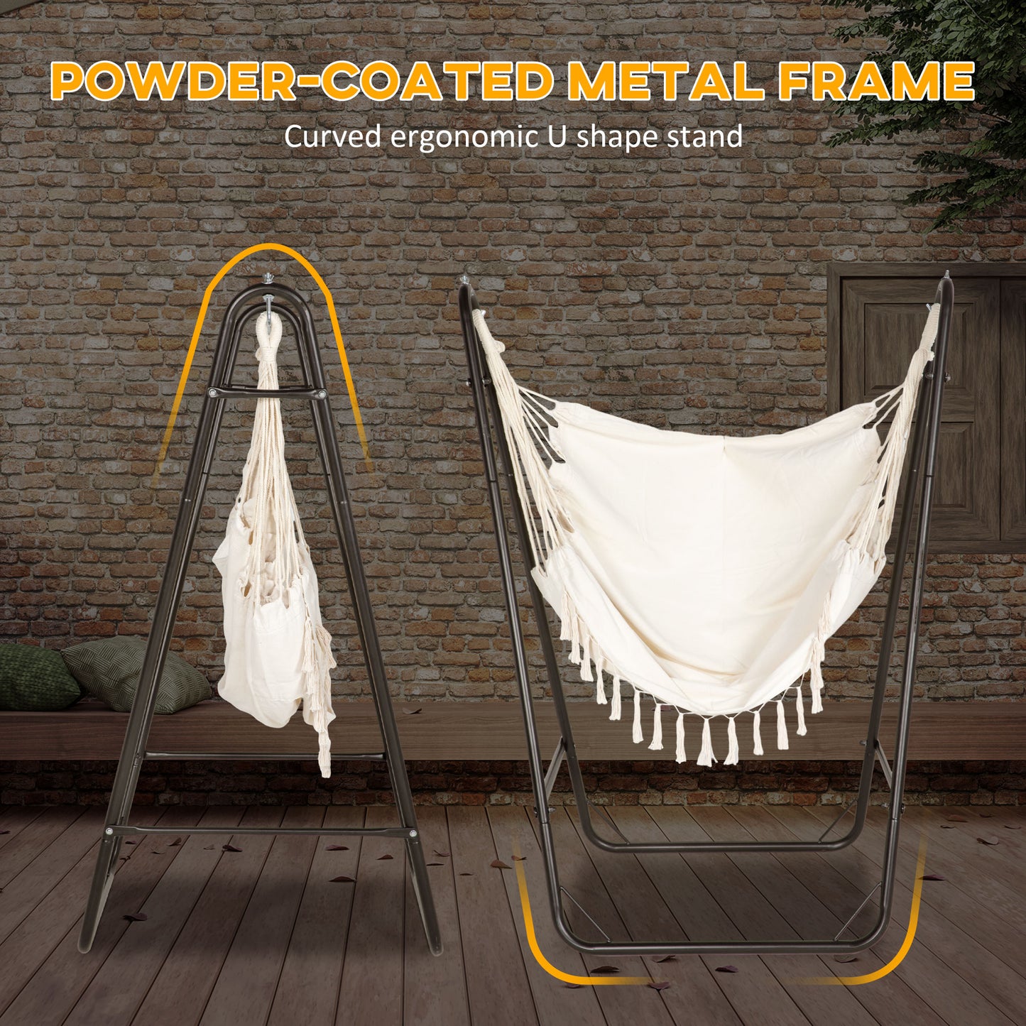 White Steel Outdoor Hammock Chair with Stand - 330lb Capacity