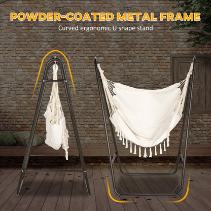 White Steel Outdoor Hammock Chair with Stand - 330lb Capacity