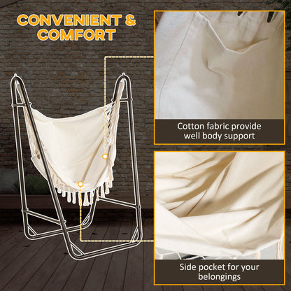 White Steel Outdoor Hammock Chair with Stand - 330lb Capacity