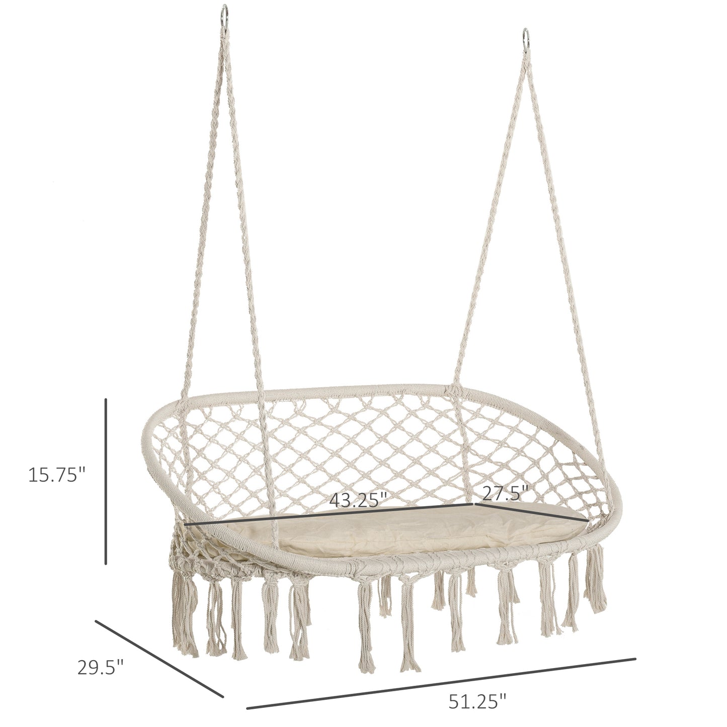 White Steel Hanging Chair - 2 Person Outdoor Swing