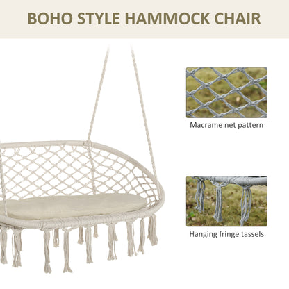White Steel Hanging Chair - 2 Person Outdoor Swing