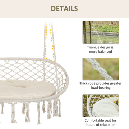 White Steel Hanging Chair - 2 Person Outdoor Swing