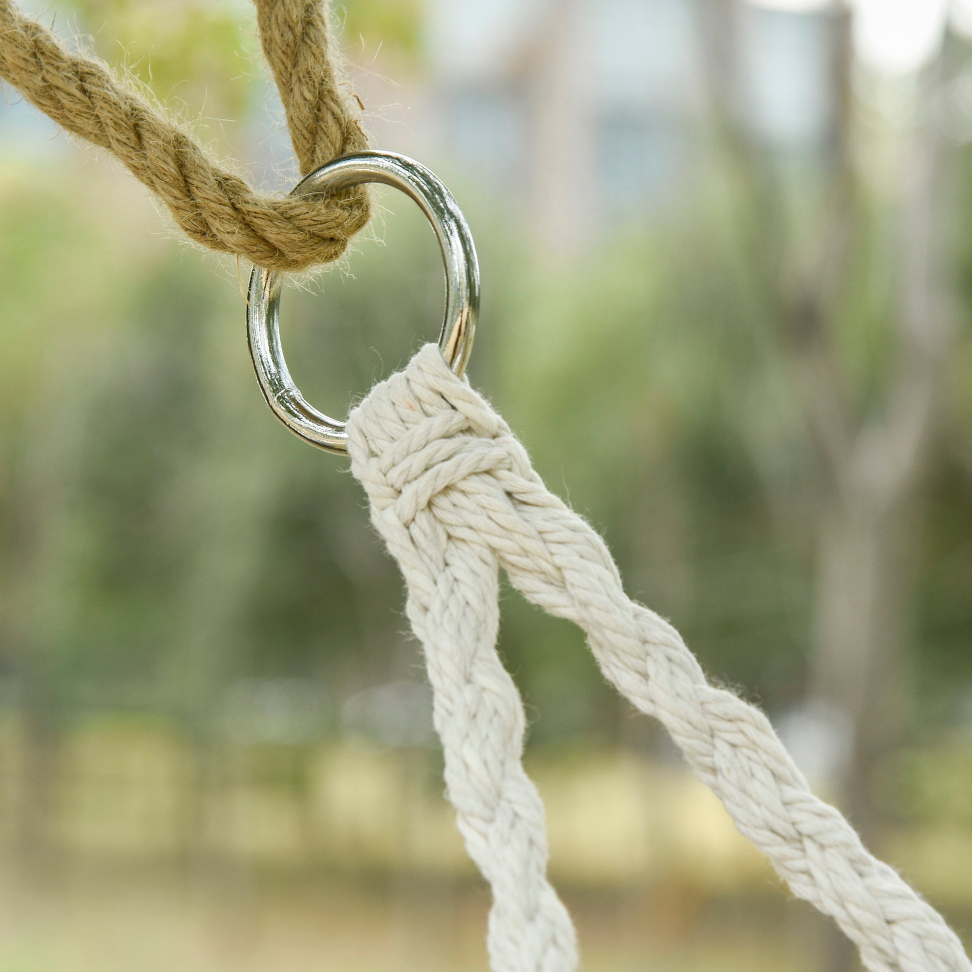 White Steel Hanging Chair - 2 Person Outdoor Swing