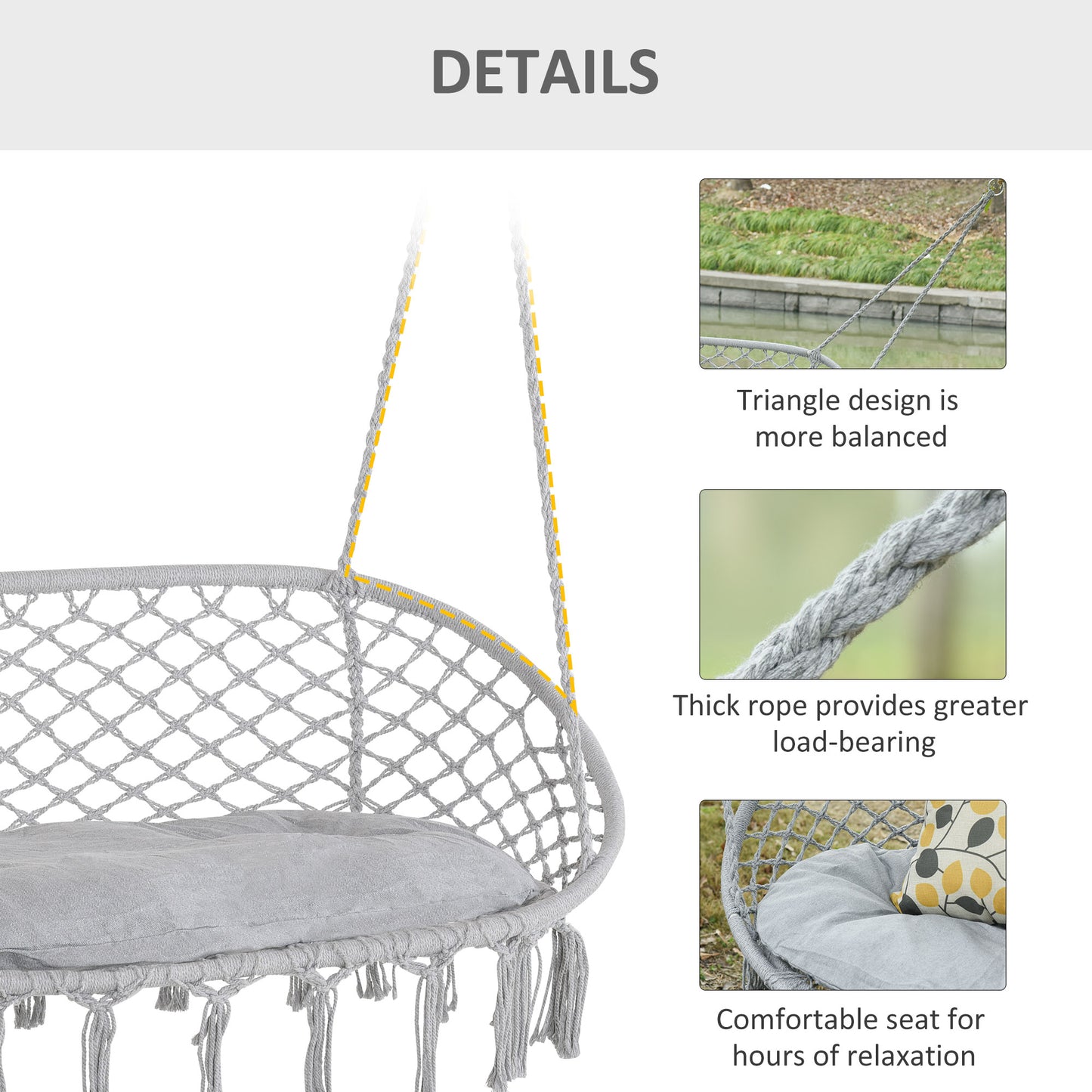 Gray Steel Hanging Chair - 2 Person Swing