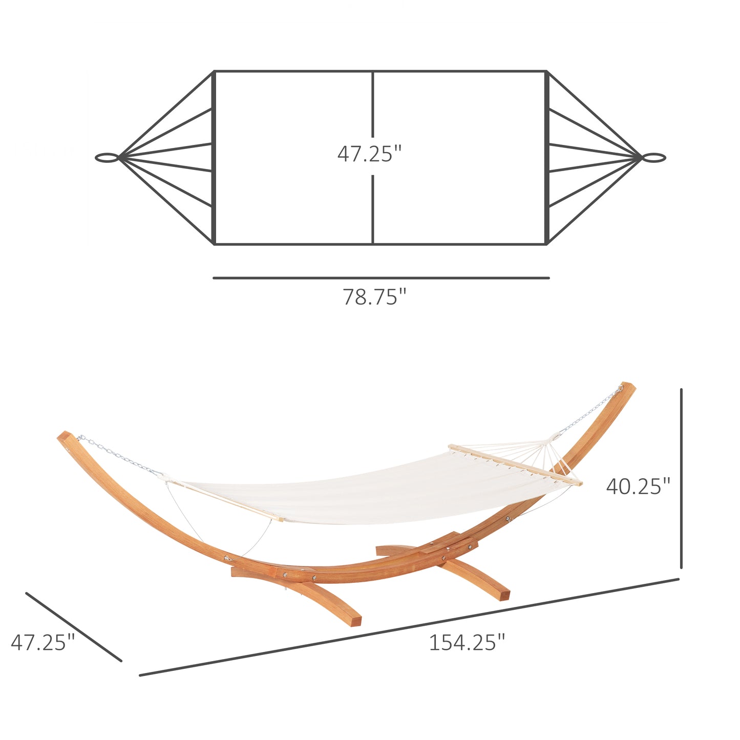Extra Large Outdoor Hammock Stand - White Wood Frame