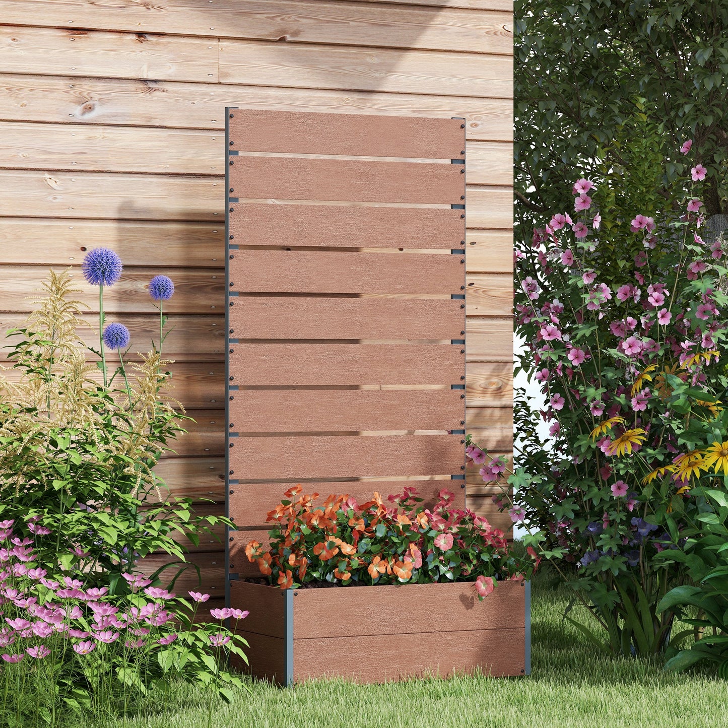 Brown Wood Raised Garden Bed with Trellis - 28" x 15"