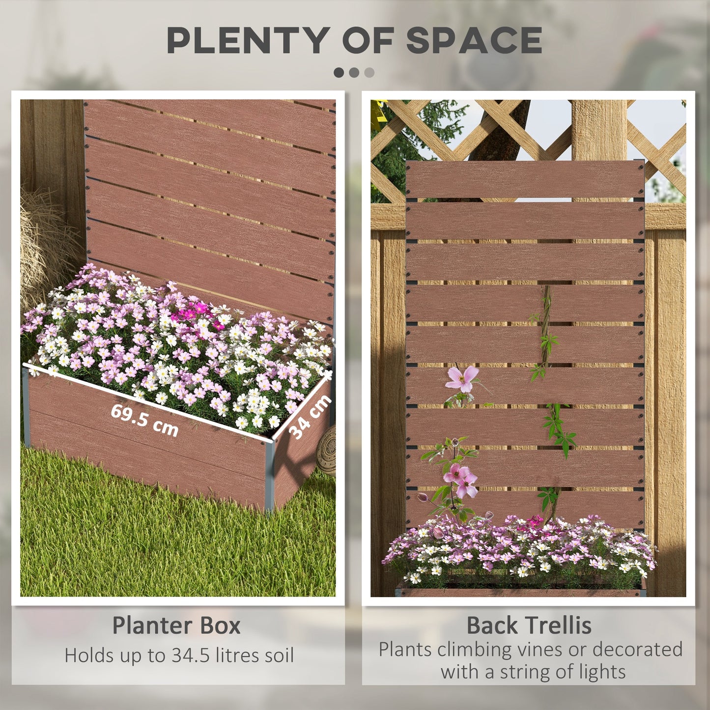 Brown Wood Raised Garden Bed with Trellis - 28" x 15"