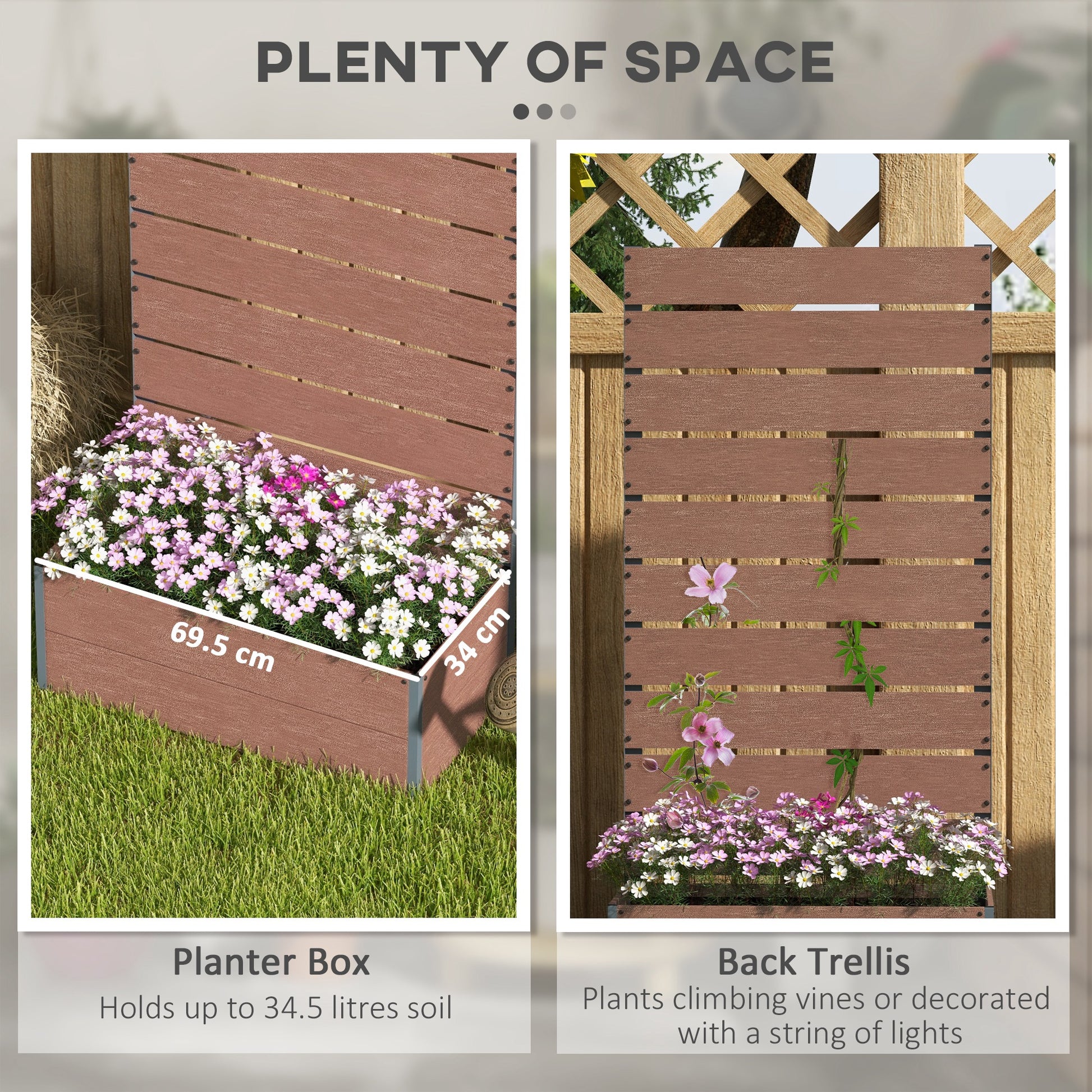 Brown Wood Raised Garden Bed with Trellis - 28" x 15"