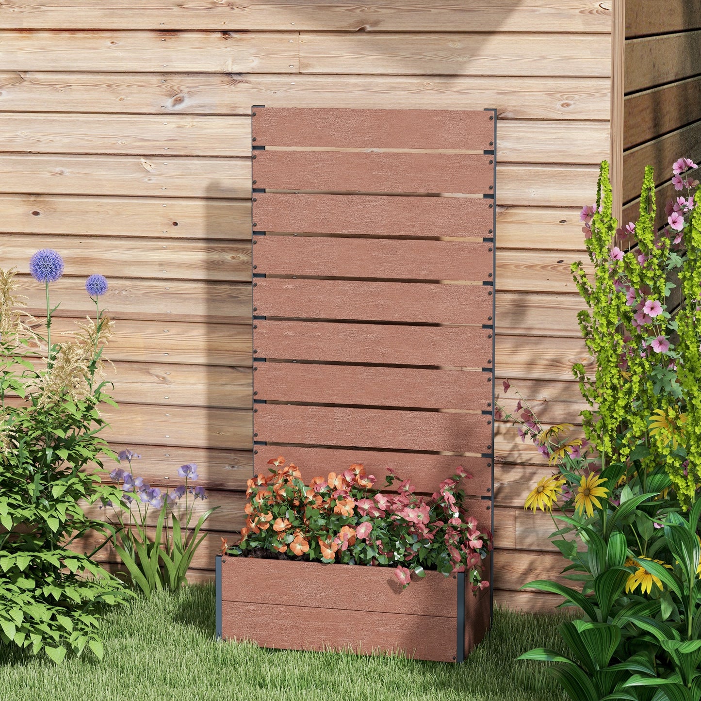Brown Wood Raised Garden Bed with Trellis - 28" x 15"