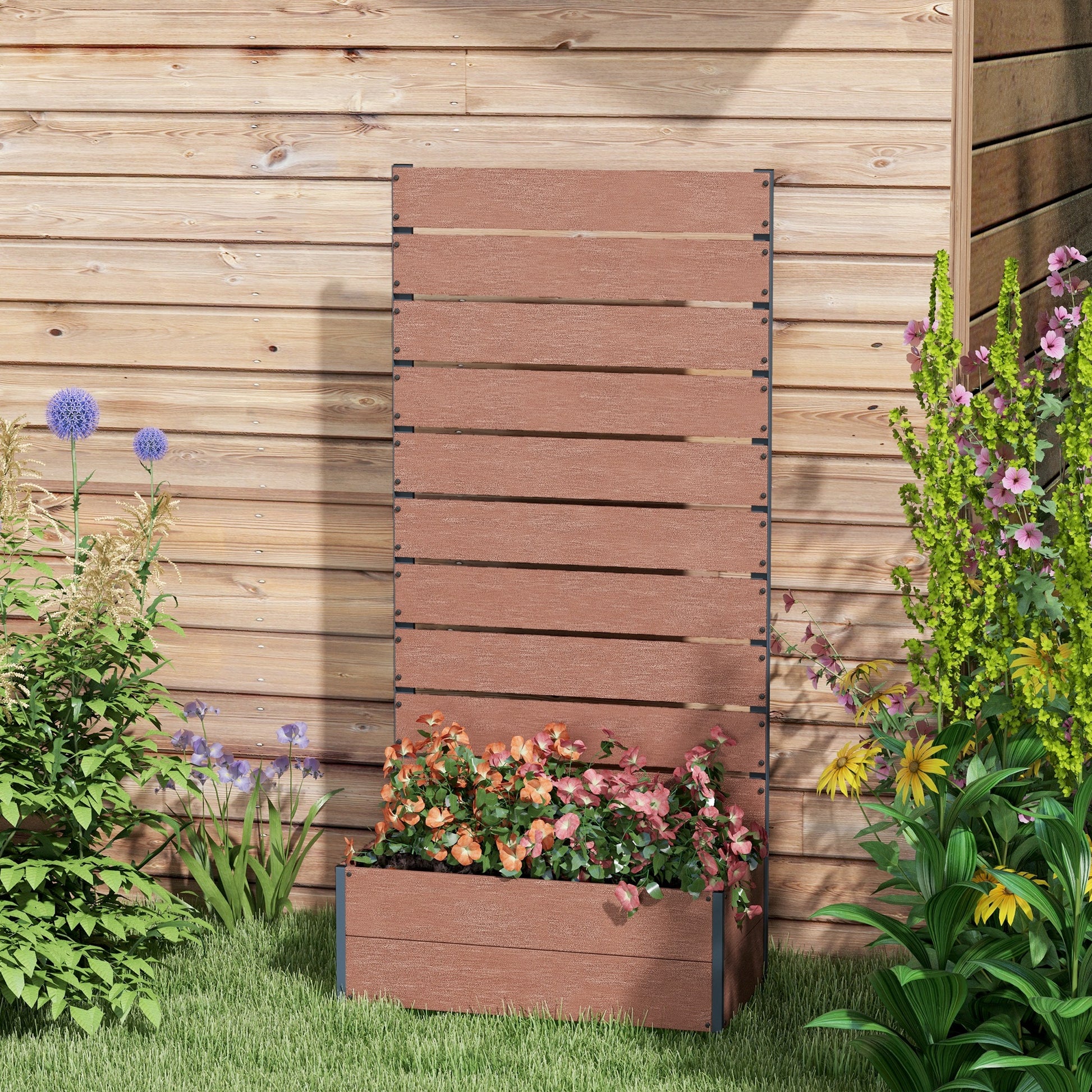 Brown Wood Raised Garden Bed with Trellis - 28" x 15"