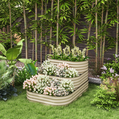White Zinc Raised Garden Bed - 3 Tier Planter Box
