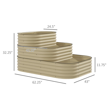 White Zinc Raised Garden Bed - 3 Tier Planter Box