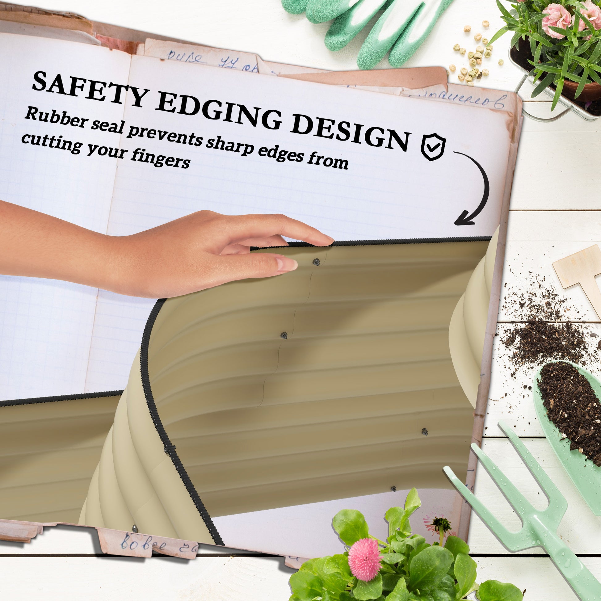 White Zinc Raised Garden Bed - 3 Tier Planter Box