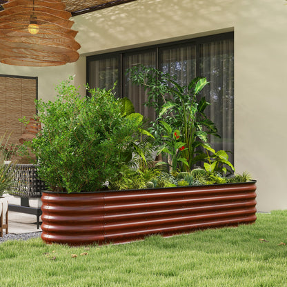 Outsunny 8' Raised Garden Bed Kit - Brown Steel Planter