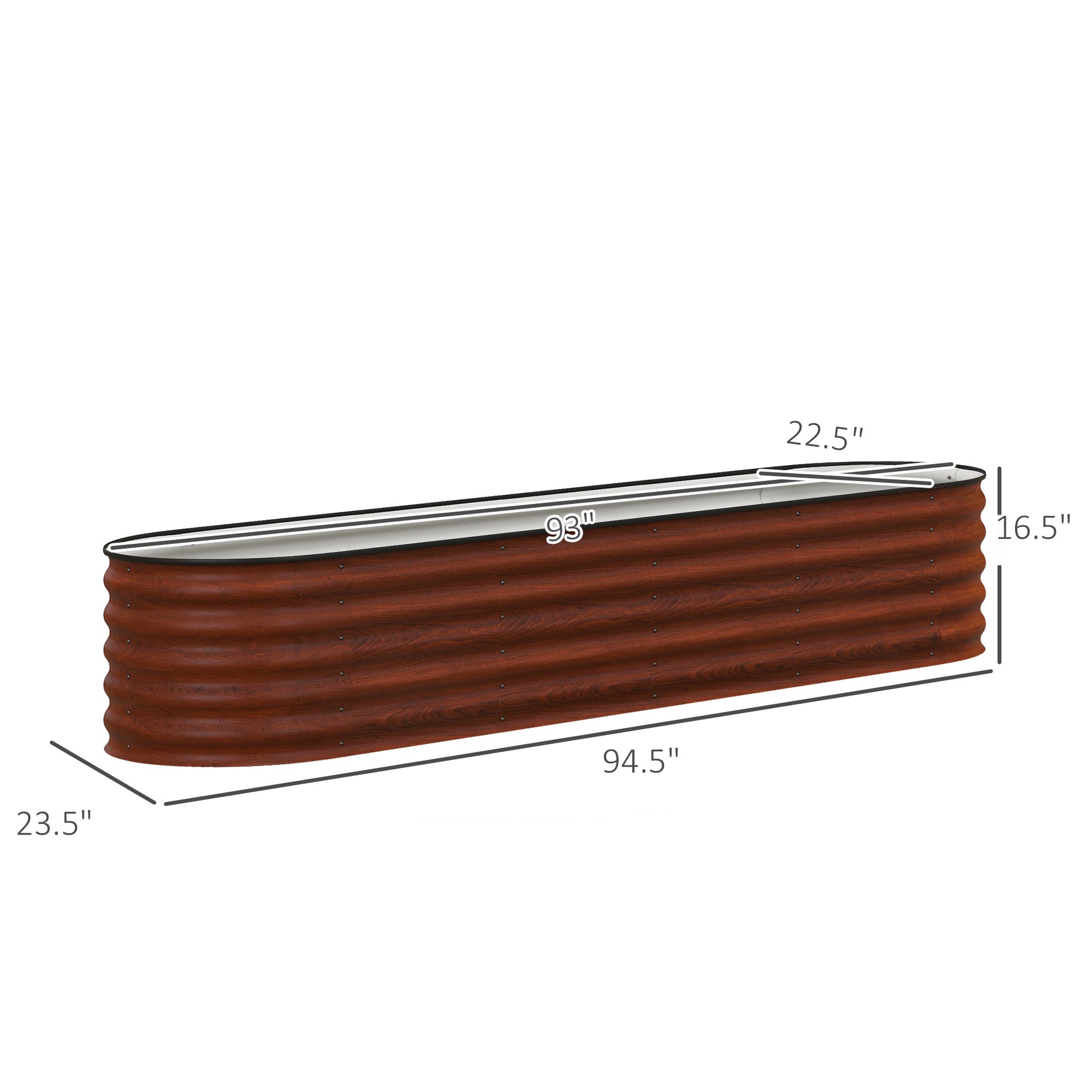 Outsunny 8' Raised Garden Bed Kit - Brown Steel Planter
