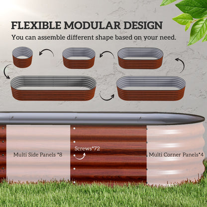 Outsunny 8' Raised Garden Bed Kit - Brown Steel Planter