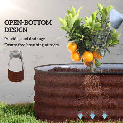Outsunny 8' Raised Garden Bed Kit - Brown Steel Planter