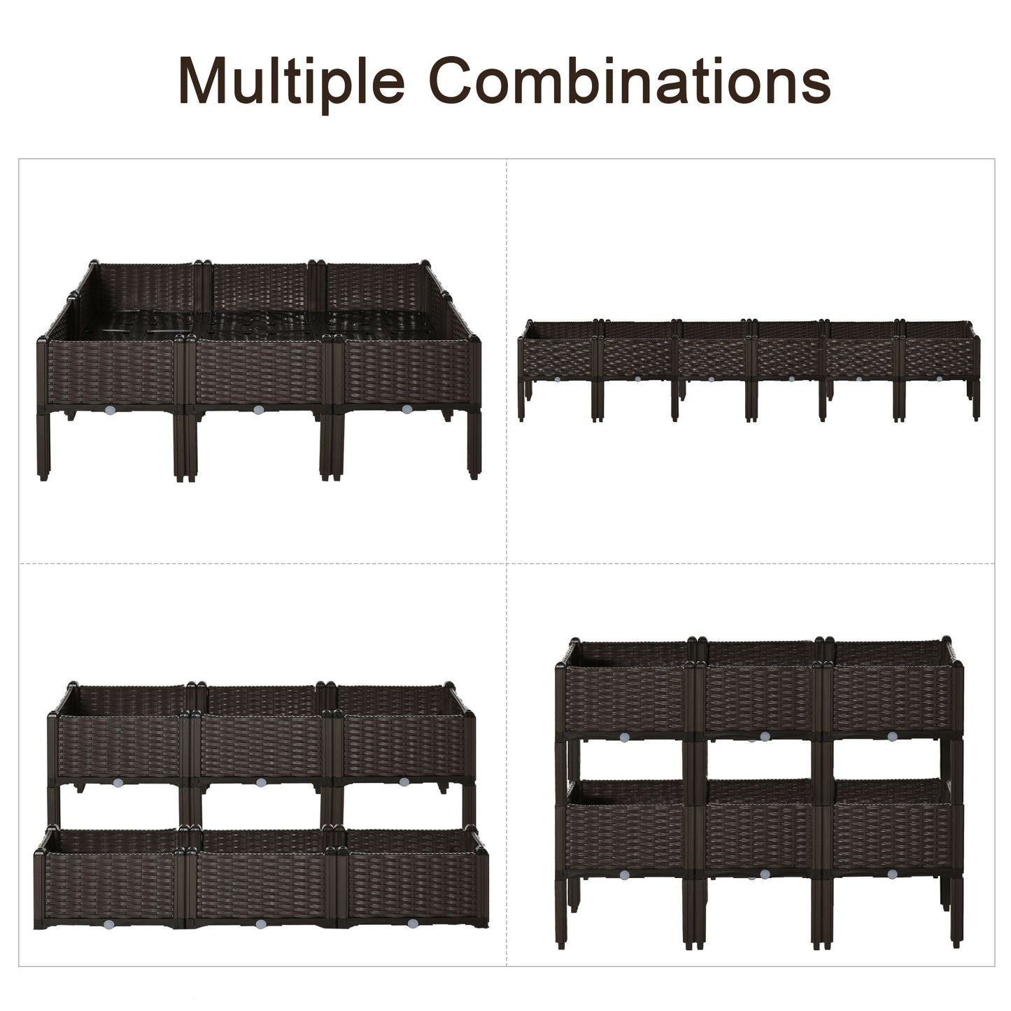 Outsunny 6 Raised Garden Beds - Weather-Ready Planters