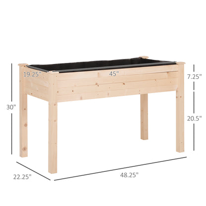 Natural Wood Raised Garden Bed - 48" x 22" Outdoor Planter