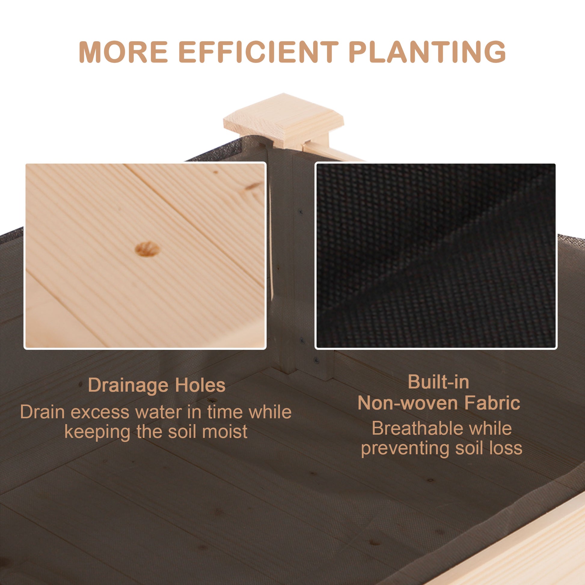 Natural Wood Raised Garden Bed - 48" x 22" Outdoor Planter
