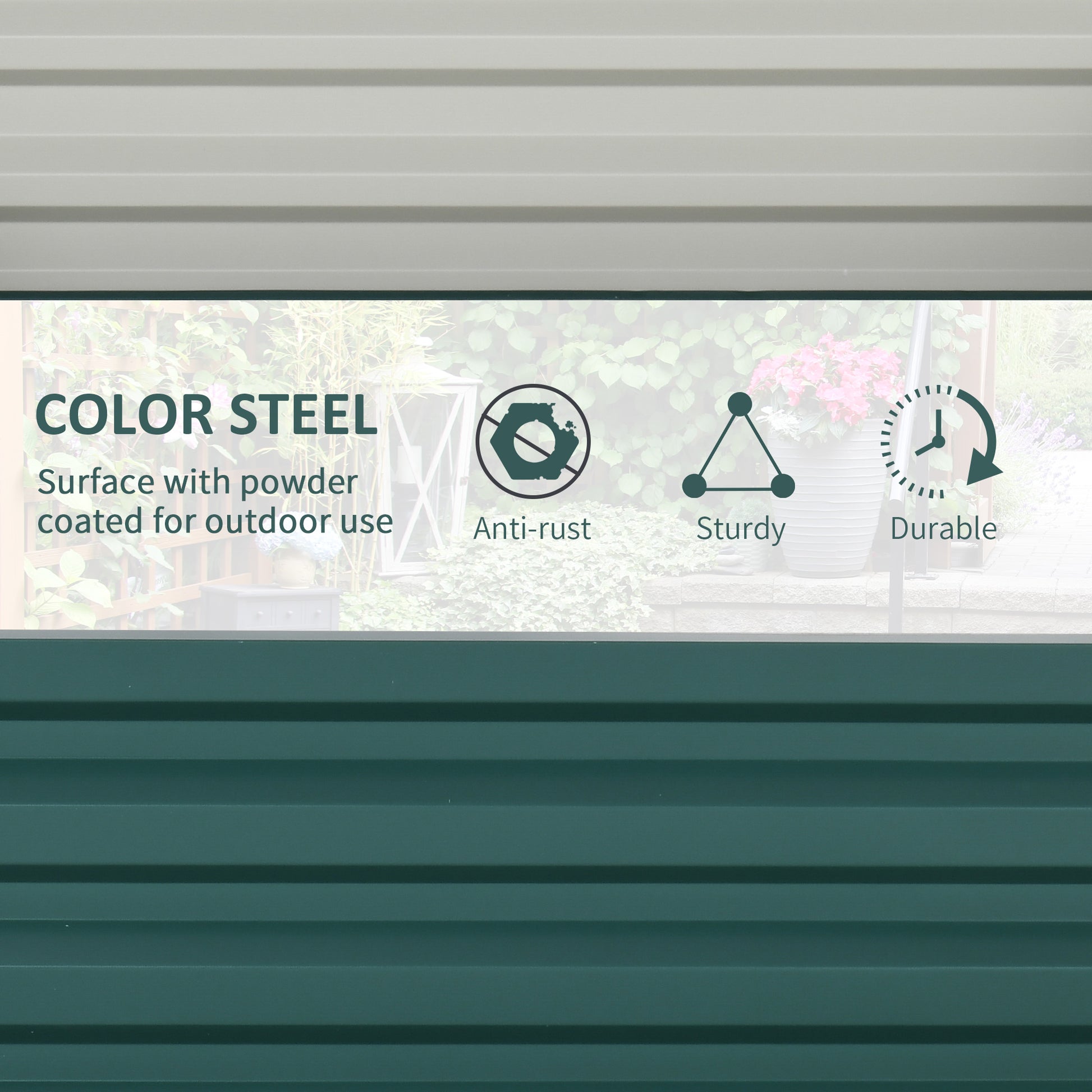 Green Steel Raised Garden Bed for Outdoor Planting and Garden