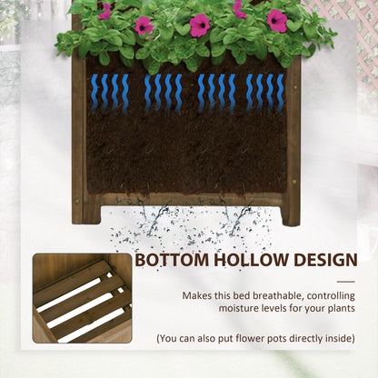 Brown Wooden Raised Garden Bed with Trellis - 57" Planter Box