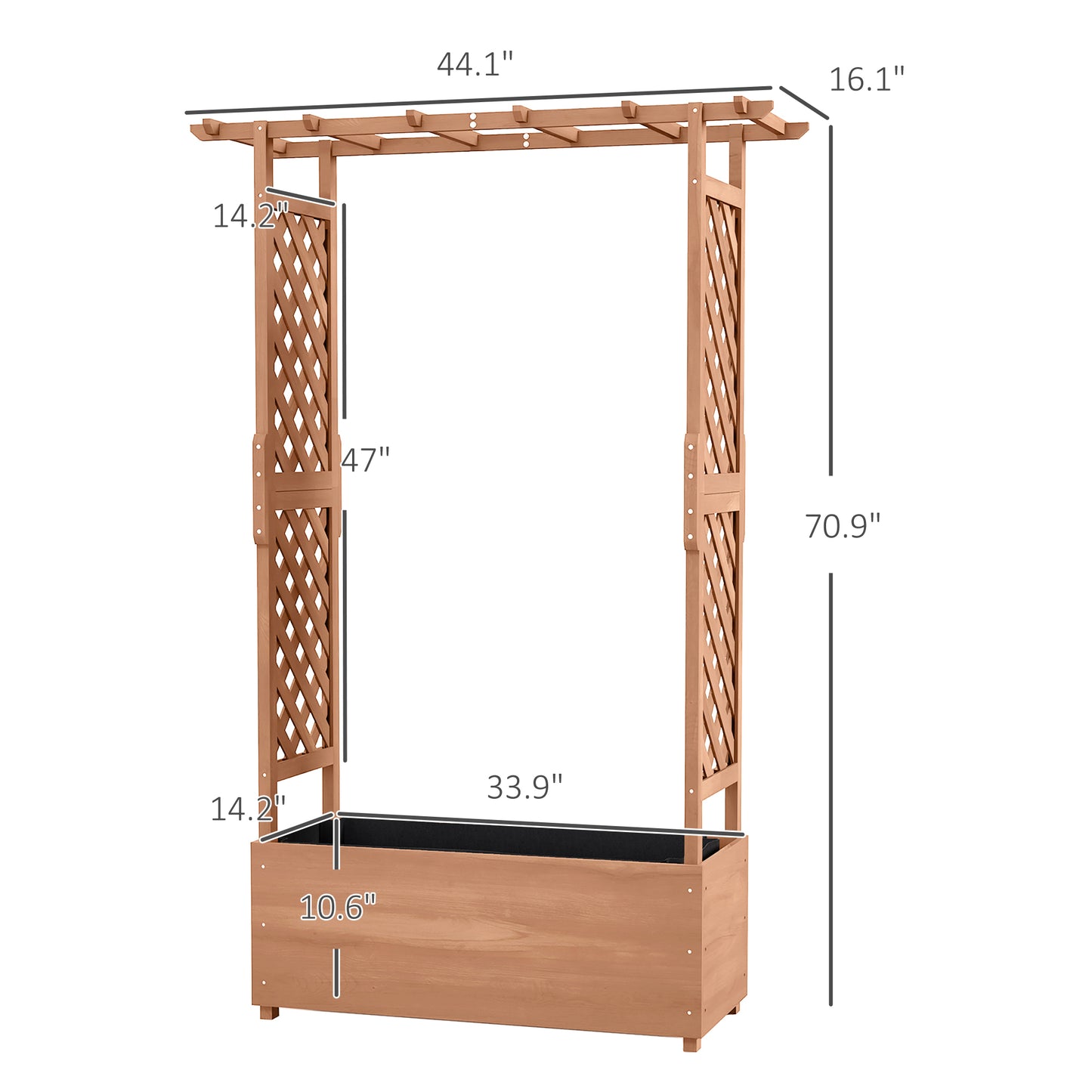 Brown Wood Arch Garden Bed - Vine Climbing Planter