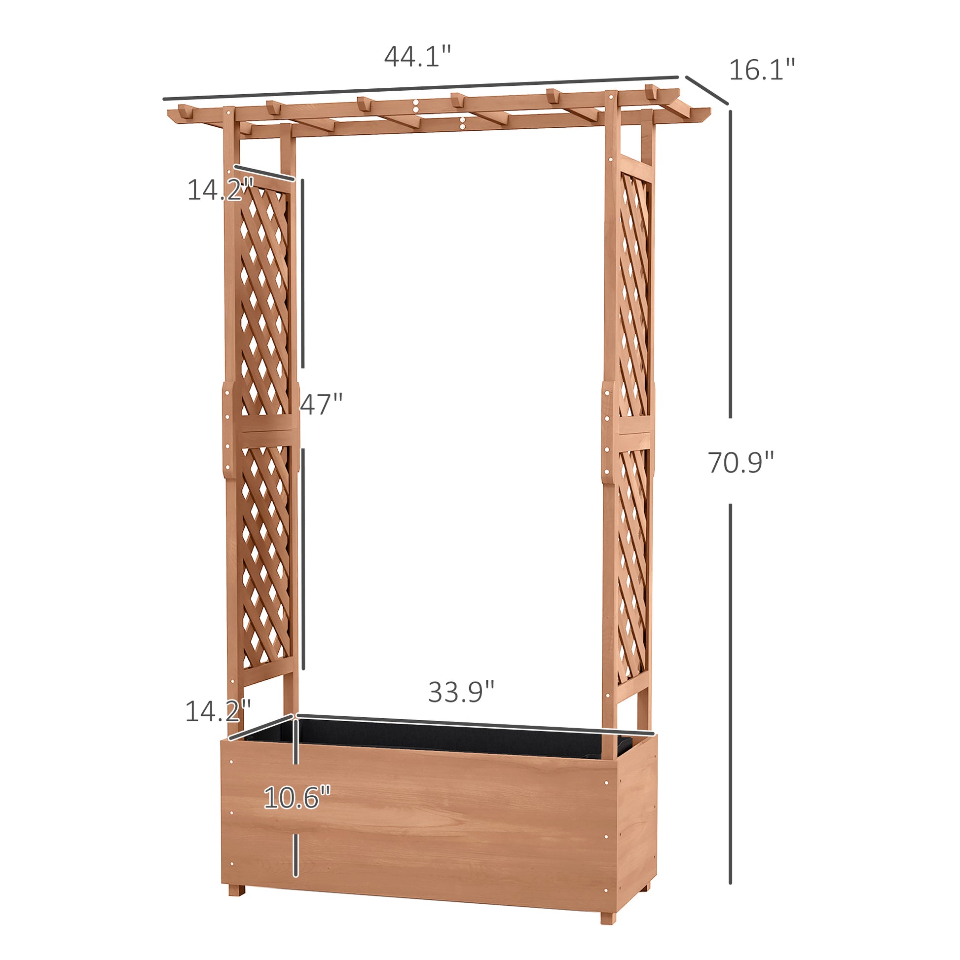 Brown Wood Arch Garden Bed - Vine Climbing Planter