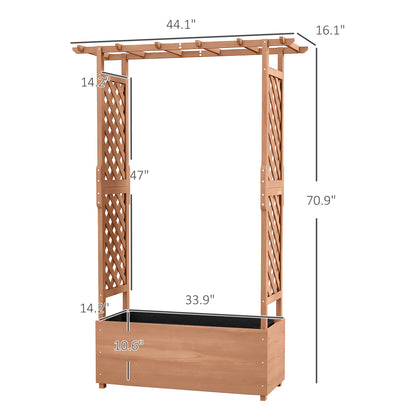 Brown Wood Arch Garden Bed - Vine Climbing Planter