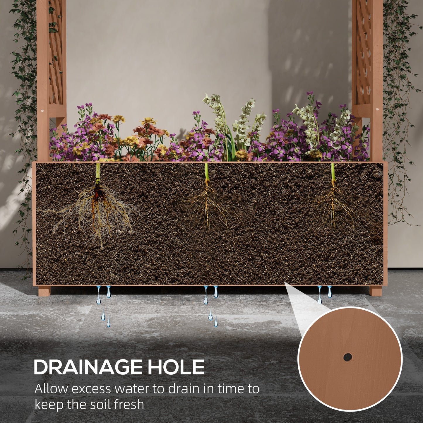 Brown Wood Arch Garden Bed - Vine Climbing Planter