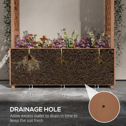 Brown Wood Arch Garden Bed - Vine Climbing Planter
