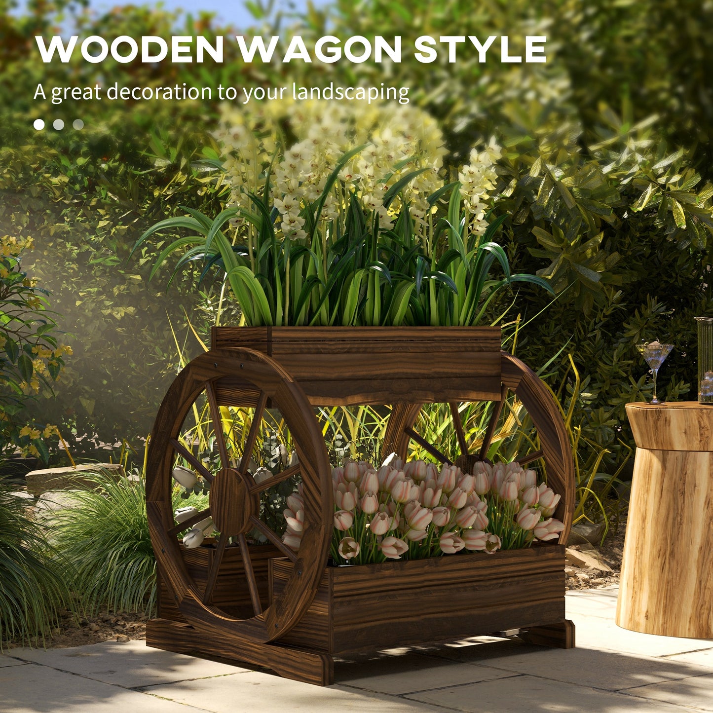 Rustic Wooden Raised Garden Bed - 3 Planter Boxes