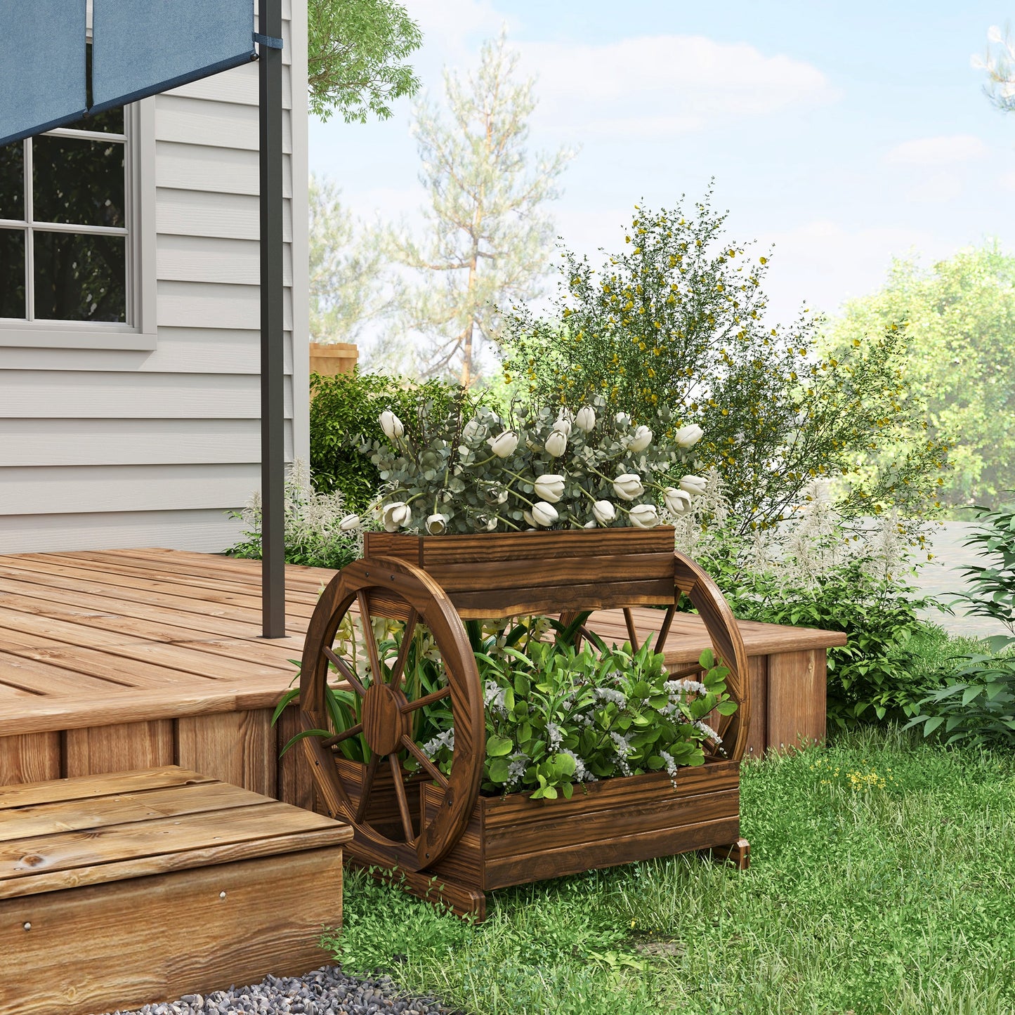 Rustic Wooden Raised Garden Bed - 3 Planter Boxes