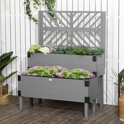 Gray Wooden Raised Garden Bed with Trellis - 42.5"